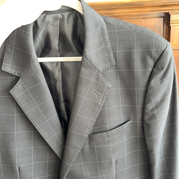 CERUTTI 1881 Italian suit jacket dark gray/ black blue windowpane tag Italian 52 - Picture 15 of 15